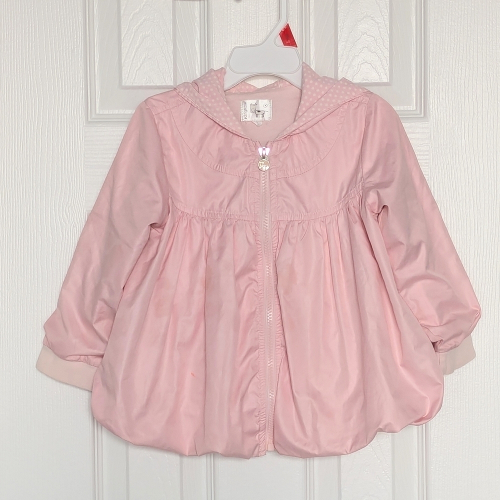 Girls' (Size 4) Pastel Pink Hooded  Zip-Front Jacket w/Balloon/Puffed Hem